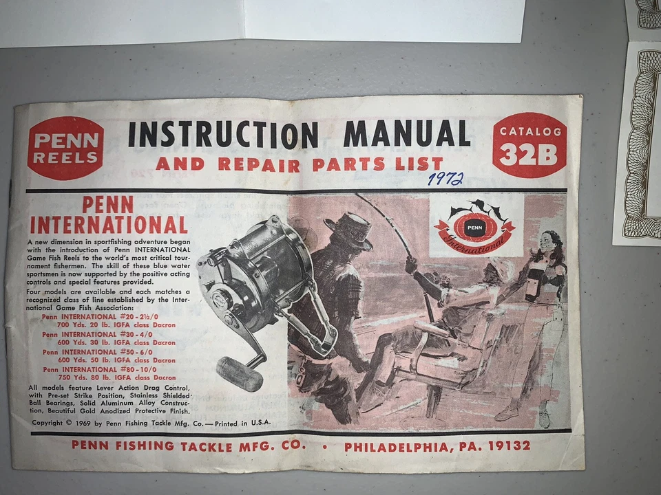 老式 PENN 32B 手册 GARCIA GARELICK 钓鱼目录手册 — 第 2/4 张图片