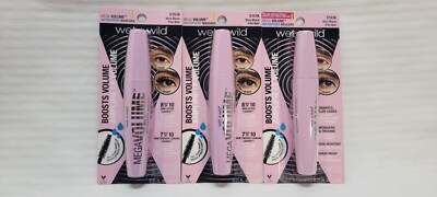 Lot Of 3 Wet N Wild MegaVolume Waterproof Mascara 0.21 Oz Very Black