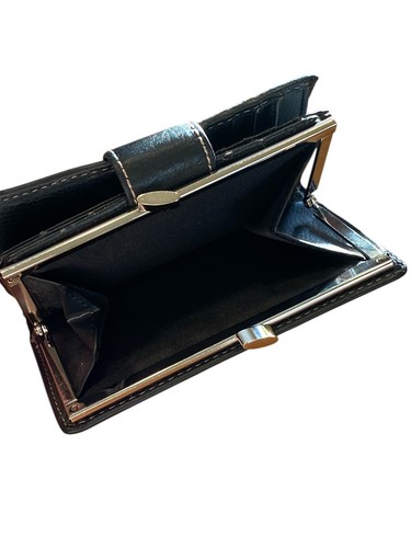 Cartera de cuero plegable negra vintage usada - Imagen 2 de 8