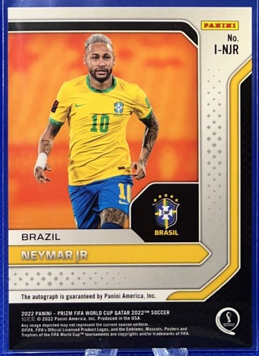 Autógrafo automático Neymar Jr 2022 Panini Prizm Copa Mundial de la FIFA SP #I-NJR Brasil - Imagen 2 de 2