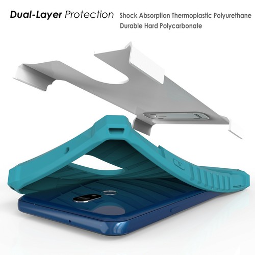 Funda rígida militar híbrida a prueba de golpes con soporte + cubierta de vidrio templado para LG Stylo 5 - Imagen 7 de 34