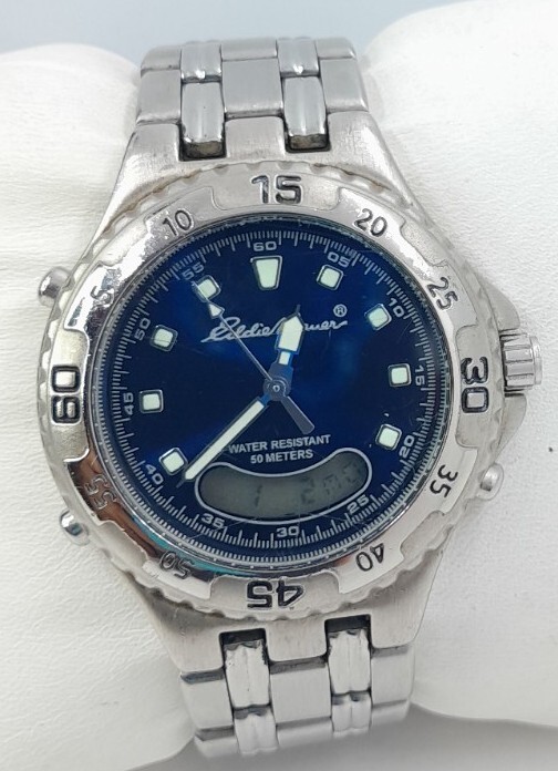 Eddie Bauer Watch Digital Analog Silver Steel Bracelet Blue Eddie Bauer Watch Digital Analog Silver Steel Bracelet Blue