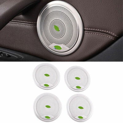Fit For BMW X1 F48 2016-2021 Steel Silver Car Inner Door Horn Ring Cover Trim 4*