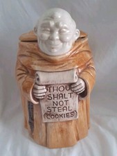 Vintage FRIAR TUCK MONK THOU SHALL NOT STEAL COOKIES Cookie Jar Signed USA Made