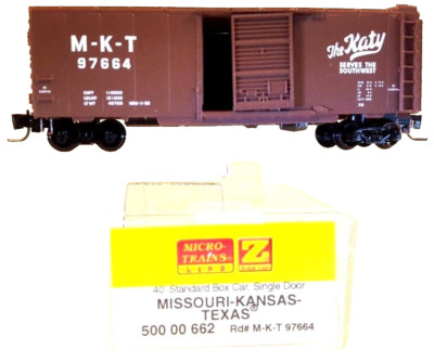 Z MTL 500 00 662 40ft Std Box Car Single Door Missouri-Kansas-Texas MKT