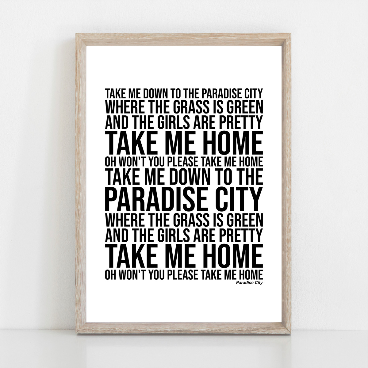 Guns N' Roses PARADISE CITY Song Lyrics Poster Print Wall Art