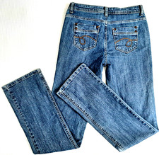 NRJ Women's Jeans Size 4 AT Tall Ins 34 Straight Stretch Medium Light Wash