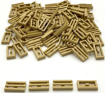 Lego 100 New Tan Tiles Flat Smooth Modified 1 x 2 Parts