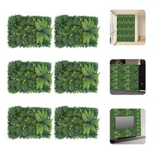6pcs Artificial Plant Foliage Hedge Grass Mat Greenery Wall Fence Panel Green