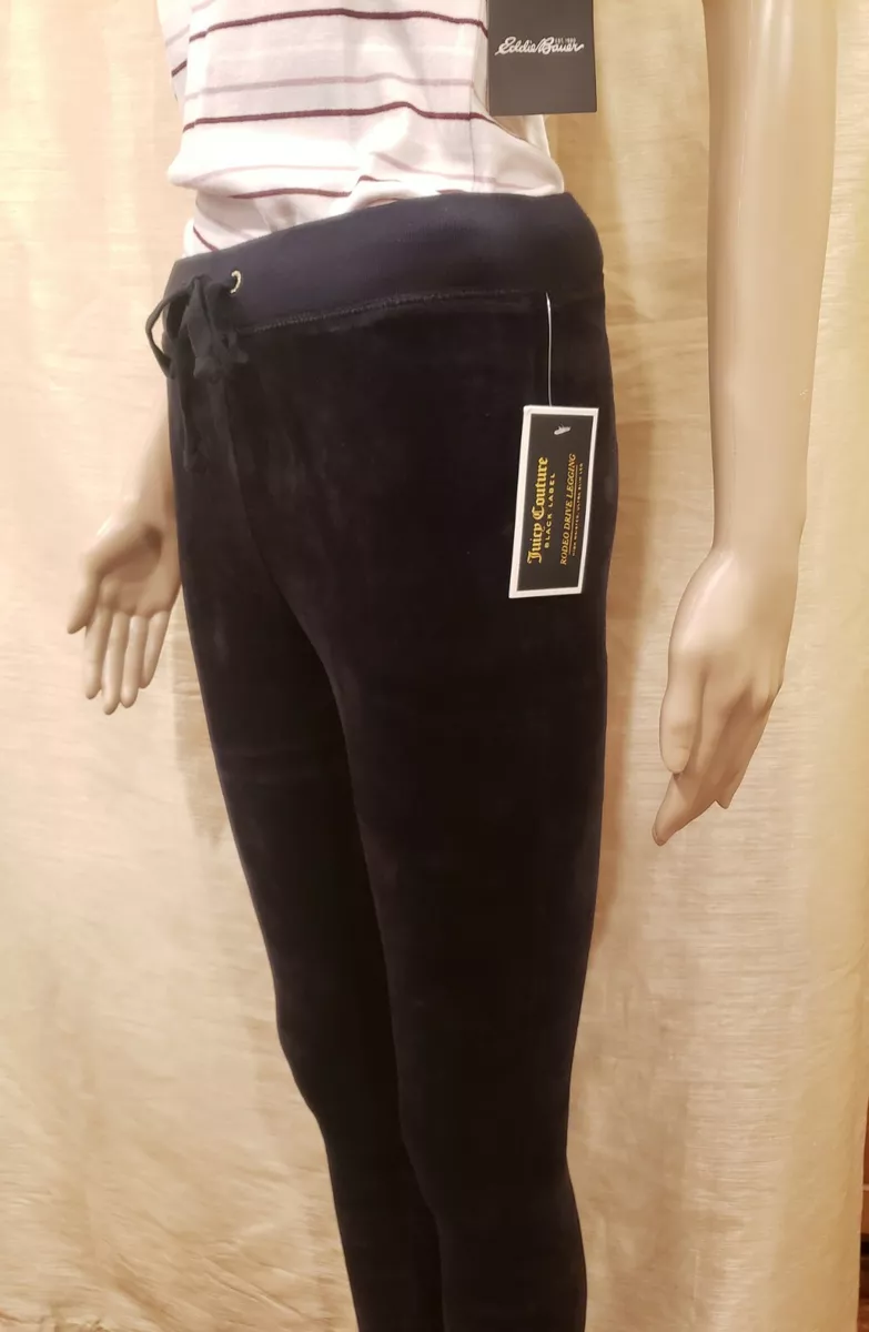 Juicy Couture Black Label Stretch Velour Rodeo Drive Leggings Size Small  Black