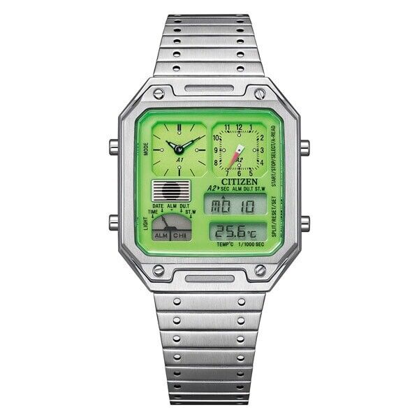CITIZEN ANA DIGI TEMP WATCH green silver Japan TICTAC CITIZEN ANA DIGI TEMP WATCH green silver Japan TICTAC