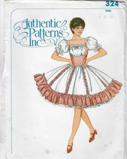Authentic Patterns 324 SQUARE DANCE Dress Pattern Western 6, 8,10 "Heidi" Look