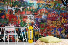 3D Text Character Line Graffiti Wallpaper Wall Murals Removable Wallpaper