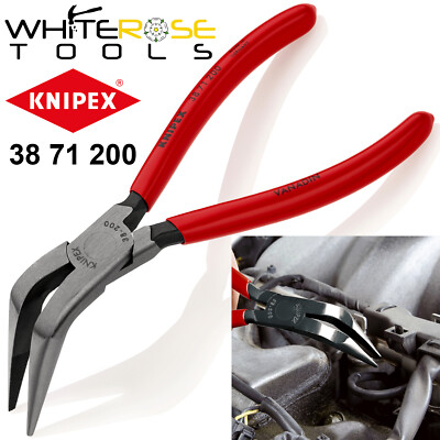 Knipex Mechaniker Zange 200 mm 70 Grad abgewinkelt Halbrundbacken 38 71 200