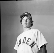 Vintage Negative B&W Med Format 1970's Yearbook Photo Teen Boy Baseball  #225