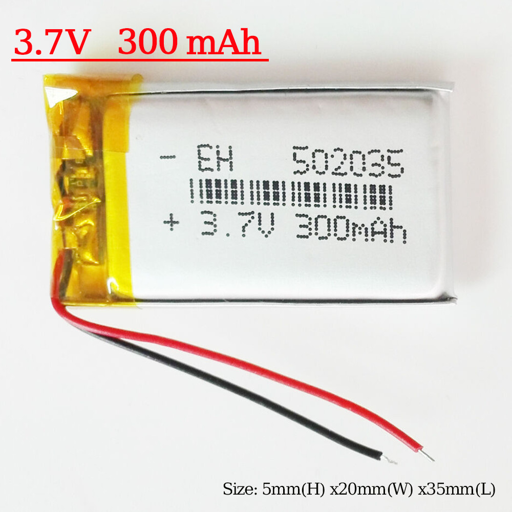 3.7V 300mAh 502035 Lipo Rechargeable Battery +PCM For Bluetooth DVD MP3 Lot