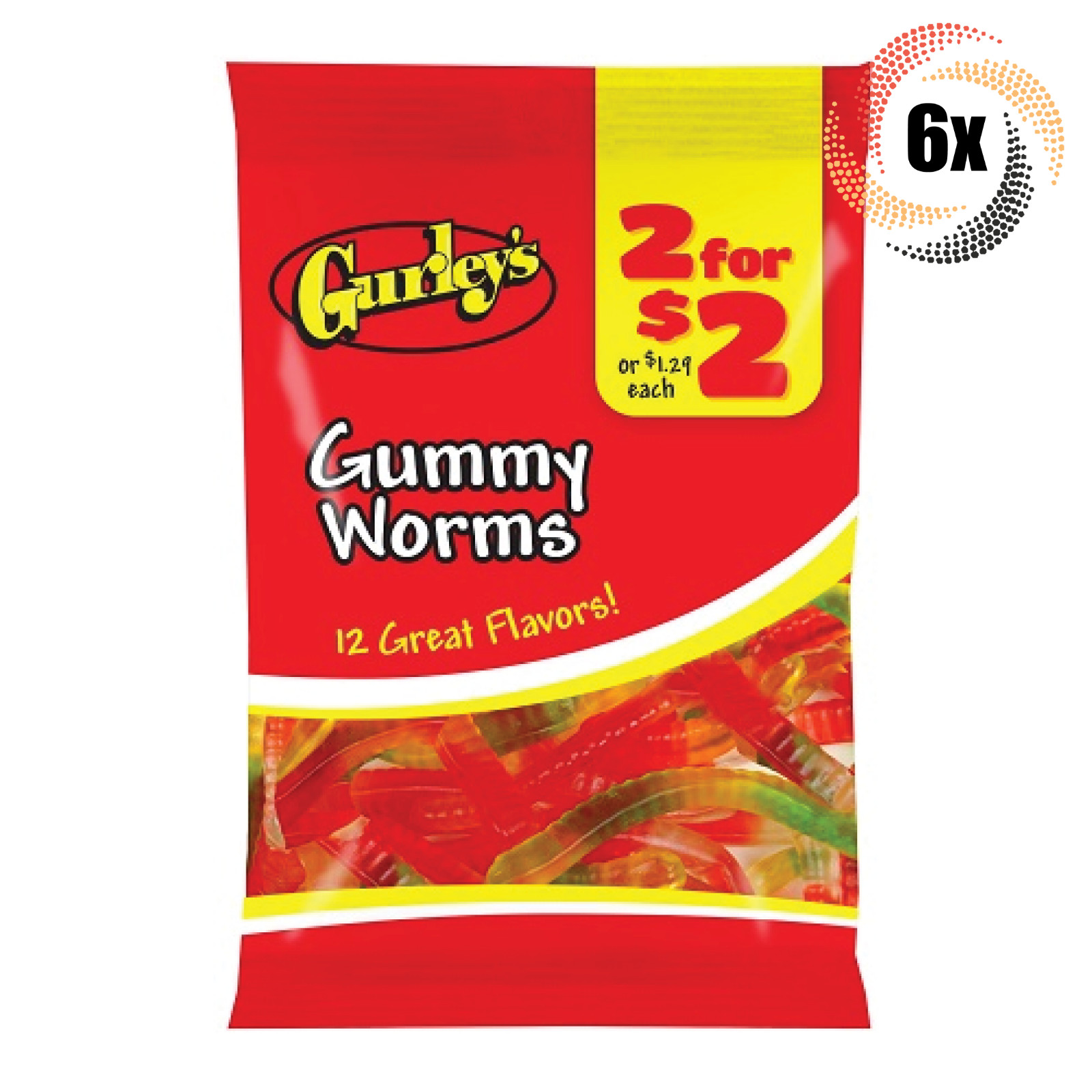 6 пакетиков вкусных конфет Gurleys Gummy Worms в ассортименте 275 унции Быстрая доставка 3790₽