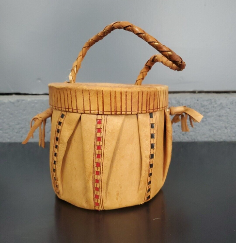 Vintage 70er Jahre kleine runde Leder Trommel Geldbörse mit Kamel Palme - Bild 5 von 12