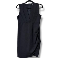 Lulus size large cocktail hour black sleeveless tulip mini dress surplice v-neck