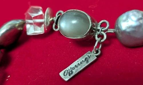 Beginnings Sajen Sterling Silver Artisan Bracelet Freshwater Pearls Faceted - Picture 3 of 5