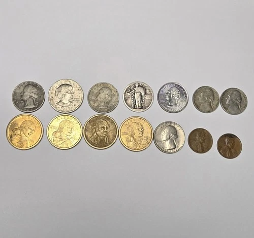 Mixed US Coin Collection – Standing Liberty Silver Quarter, $1 Coins, Vintage...