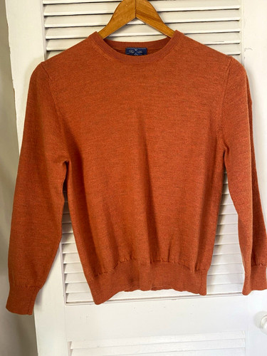 Façonnable, Faconnable Men's Merino Wool Knit Crew Neck Pullover Sweater Burnt Orange M