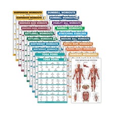 Palace Learning 20 Pack - Exercise Poster Set: Dumbbell, Suspension, Battle R...