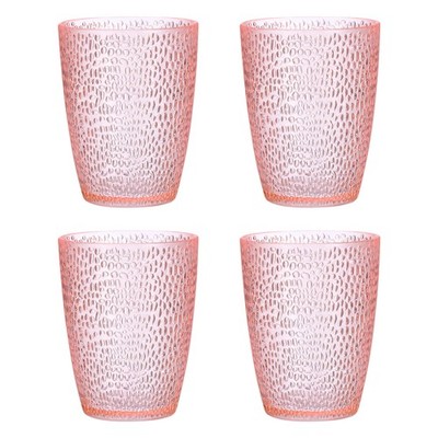 4Pcs 10oz Acrylic Drinking Glasses Plastic Reusable Tumbler Pink