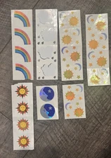 Vintage Mrs Grossman Celestial Sticker Lot Sun Rainbows Opal Foil Clouds