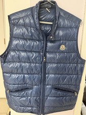 Moncler Mens Blue Down Quilted Puffer Vest Fu...