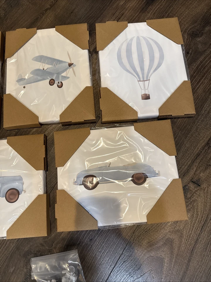 Синий автомобиль настенное искусство декор мальчиков 12 «x 16» обернутый холст синий самолет поезд печати - Изображение 4 из 4