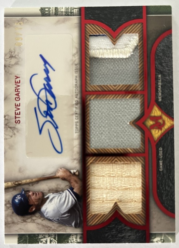 2025 Topps Museum Steve Garvey Triple Relic Auto /15 Game Used Patch Dodgers EX