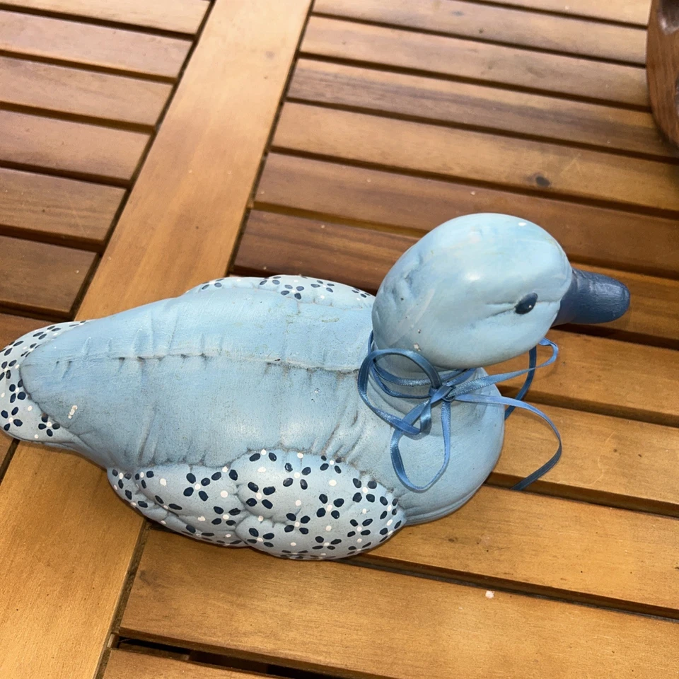 Kimple Mold 1986 cerámica pato azul acolchado pintado a mano grabado Foto 2 de 4