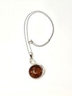 Sterling Silver Baltic Amber Round Swan Shape Pendant  Necklace 18" — photo 5