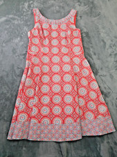 Talbots Dress Womens 14 Pink Geometric Shift Sleeveless Lined Summer Coastal