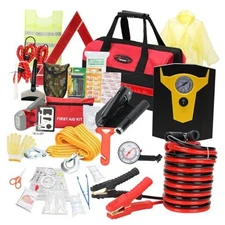 Car Roadside Emergency Kit with Jumper Cables, Auto Road with Air Compressor