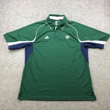 Notre Dame Fighting Irish Polo Shirt Mens Large Green NCAA Adidas ClimaCool