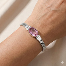 Pink Topaz Gemstone Handmade 925 Sterling Silver Jewelry Chain Bracelet