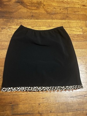 Limited Too Black Tube Mini Skirt W Cheetah Print Trim & Orange Jewels- Size 7