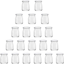 7 Oz Clear Glass Jars with Lids,Yogurt Container with Lids(Pe),Replacement Puddi