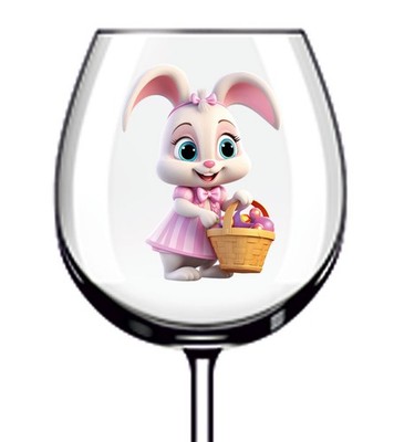 12x Ostern Cartoon Hase Vinyl Aufkleber Abziehbild Becher Weinglas Flasche Laptop