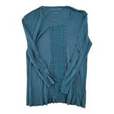 Calvin Klein Jeans Women's Teal Embellished Pullover Top Size M
