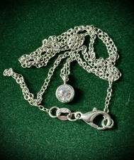 Solitaire Diamond CZ 6mm Sterling Silver Pendant On 18  925 Silver Chain