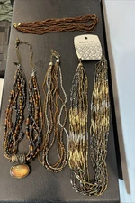 Four Seed Bead Beaded Necklaces Earthtones Browns Chinos World Marketplace ++