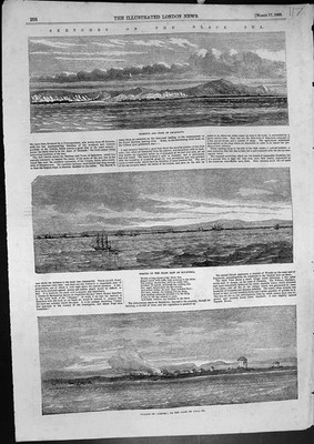 Alte Schwarzmeer Hafen Stadt Sturmhaube Wracks Küste Ost Eupatorien 1855 viktorianisch