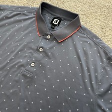 FootJoy Golf Polo XL Gray Geometric Push Play Short Sleeve Performance Shirt