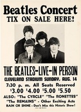 1965 The Beatles Concert Poster Fab Four Final Tour Cleveland Stadium Oh-11x17