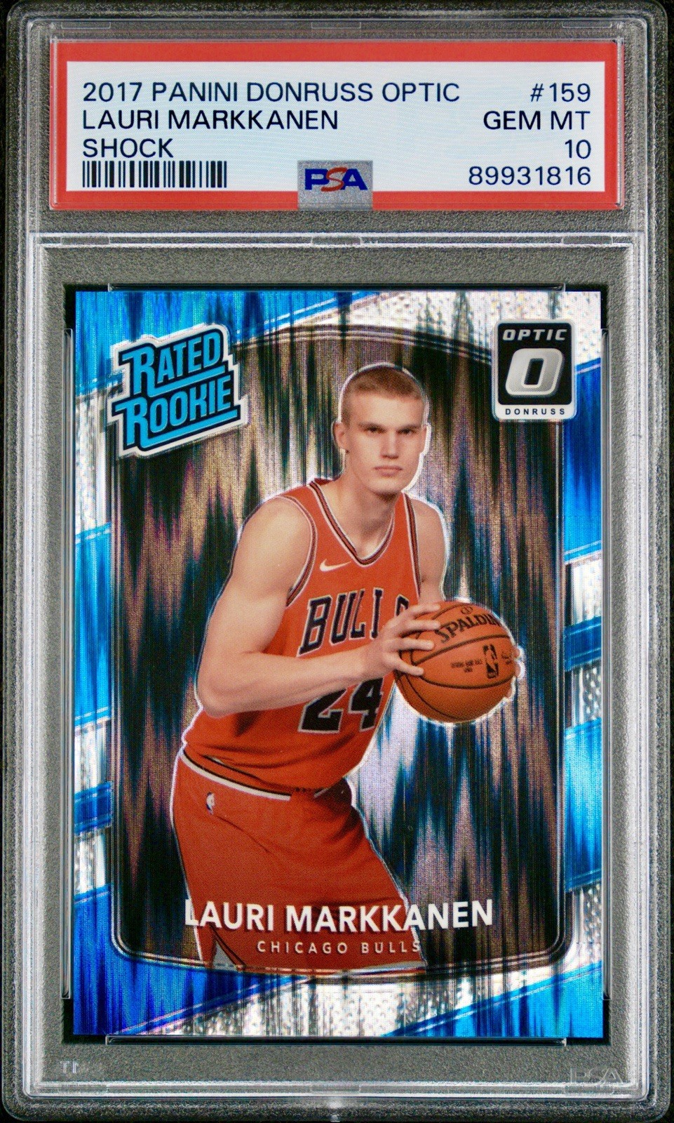 2017 Panini Optic Silver SHOCK PRIZM Lauri Markkanen #159 PSA 10 RATED ROOKIE RC