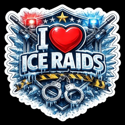 I Love Ice Raids 3'' Sticker Patriotic Trump MAGA 1776 Minnesota DHS July 4th