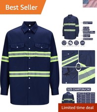 Class 3 Hi Vis Button Up Safety Work Shirts for Men Reflective